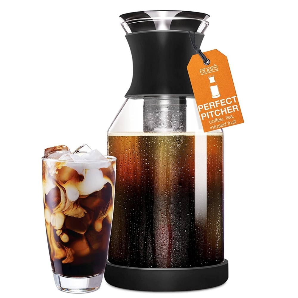 Cold Brew Coffee Maker & Glass Pitcher with Lid - 1.7 L  with filter